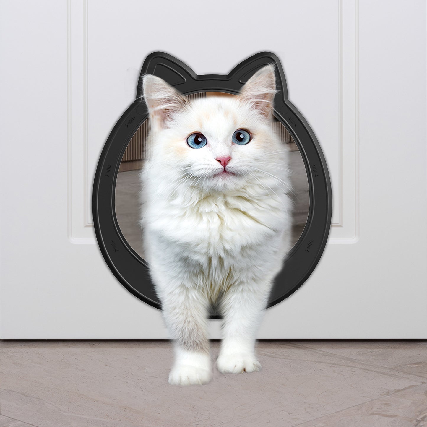 Mavricflex Plastic Cat Door (Door-Mount) - Modern Round Interior Tunnel